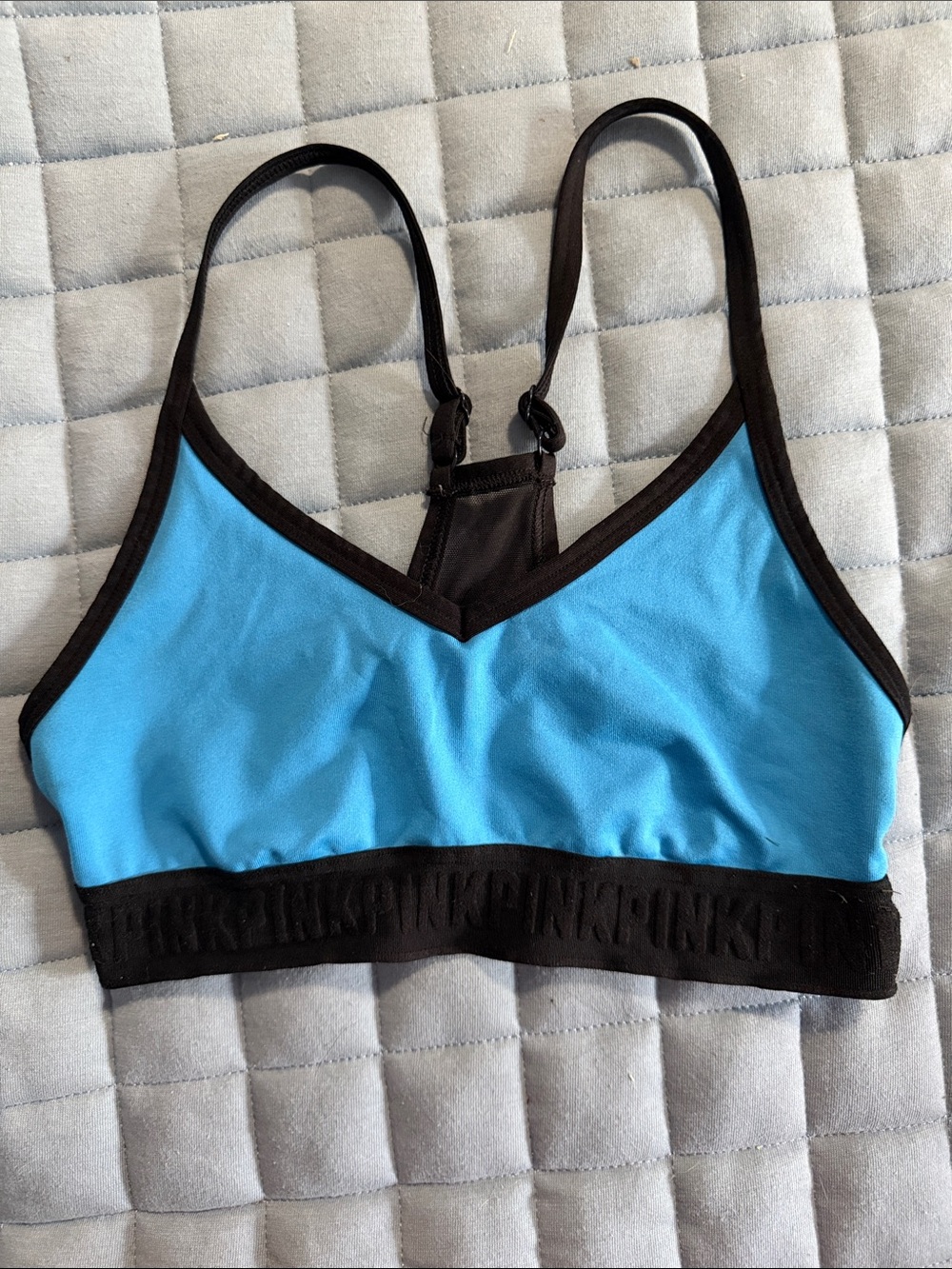 PINK Victoria's Secret Blue and Black Racerback Bralette